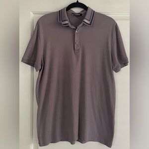 Express Light Purple Men’s Polo with Striped Collar